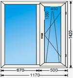 Окно балконного блока(1170Х1420)